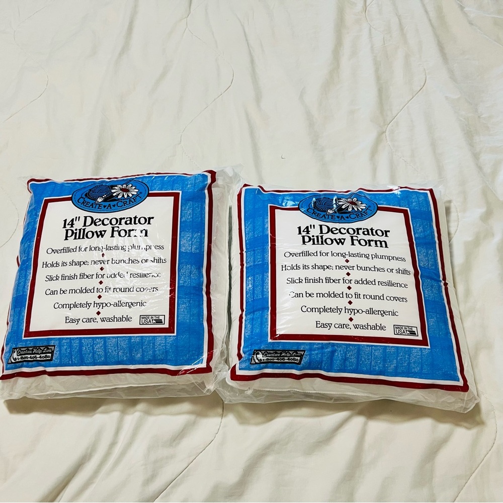 New Vintage 14x14 Pillow Form Create-A-Craft 2 Piece Bundle Made in the USA
